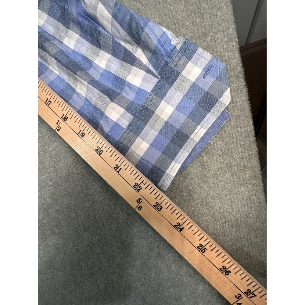 Tommy Bahama Mens Blue White Plaid Cotton Silk Blend Button Down Shirt M
